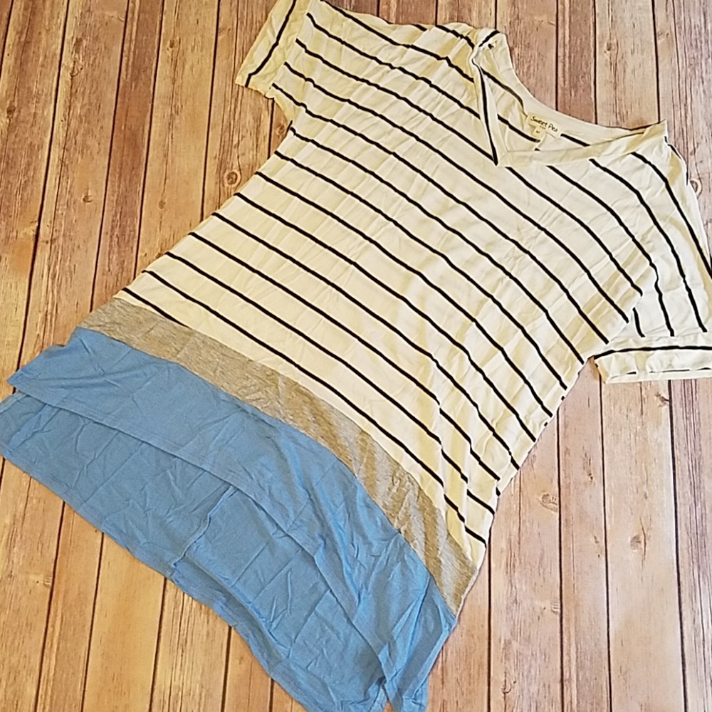 Stripes Colorblock Tunic Tee